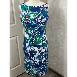 Preston & York Floral Print Sleeveless Sheath Dress Career Party Size 6‎ Artsy